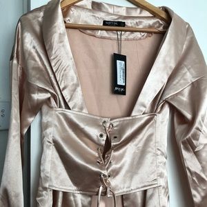 Nasty Gal Tops - NWT Nasty Gal satin corset top in nude Nasty Gal Tops - NWT Nasty Gal satin corset top in nude